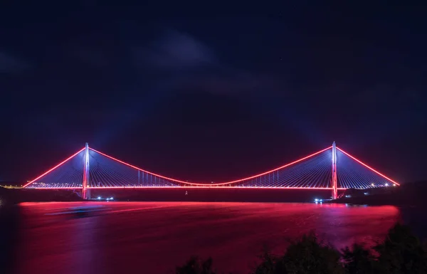 Yavuz Sultan Selim Bridge Stambule Turcja Widok Zachodu Słońca Mostu — Zdjęcie stockowe