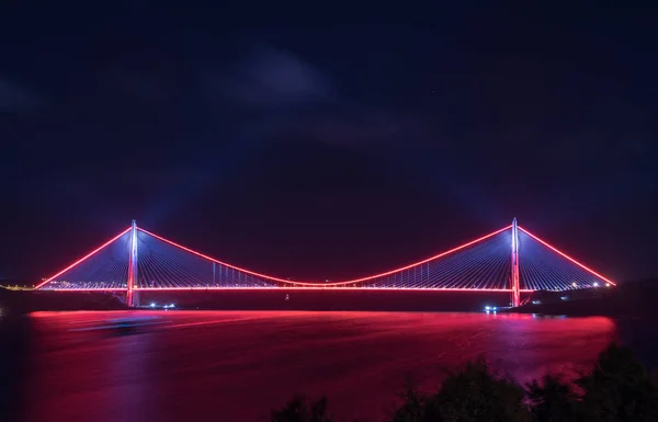 Міст Явуза Султана Селіма Стамбулі Туреччина 3Rd Bosphorus Bridge Sunset — стокове фото