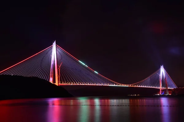 Yavuz Sultan Selim Híd Isztambulban Törökországban Bosphorus Bridge Naplemente Kilátás — Stock Fotó