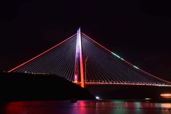 Yavuz Sultan Selim Híd Isztambulban Törökországban Bosphorus Bridge Naplemente Kilátás — Stock Fotó