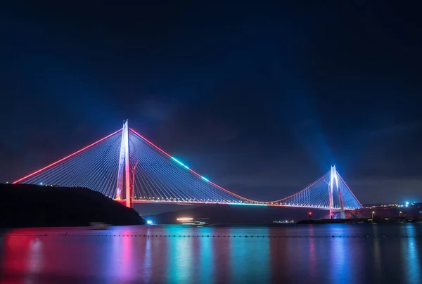 Yavuz Sultan Selim Bridge Stambule Turcja Widok Zachodu Słońca Mostu — Zdjęcie stockowe