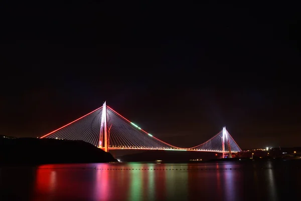 Yavuz Sultan Selim Bridge Stambule Turcja Widok Zachodu Słońca Mostu — Zdjęcie stockowe