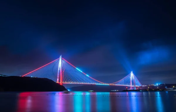 Yavuz Sultan Selim Bridge Stambule Turcja Widok Zachodu Słońca Mostu — Zdjęcie stockowe