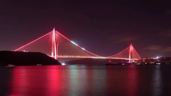 Yavuz Sultan Selim Bridge Istanbul Turkiet Bosporen Bridge Solnedgång — Stockfoto