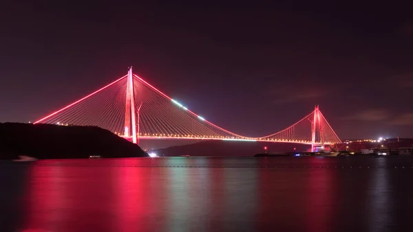 Yavuz Sultan Selim Híd Isztambulban Törökországban Bosphorus Bridge Naplemente Kilátás — Stock Fotó