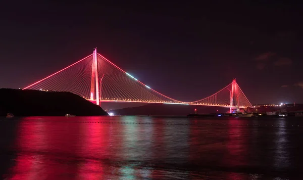 Yavuz Sultan Selim Híd Isztambulban Törökországban Bosphorus Bridge Naplemente Kilátás — Stock Fotó