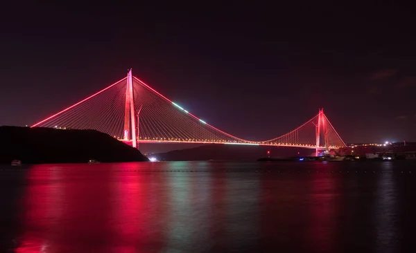 Yavuz Sultan Selim Híd Isztambulban Törökországban Bosphorus Bridge Naplemente Kilátás — Stock Fotó