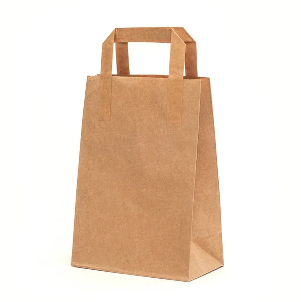 Sac Papier Isolé Sur Fond Blanc Sac Provisions Papier Recyclé — Photo