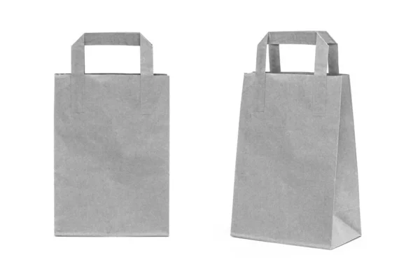 白い背景に隔離された紙袋 白い背景に再生紙のショッピングバッグ — ストック写真