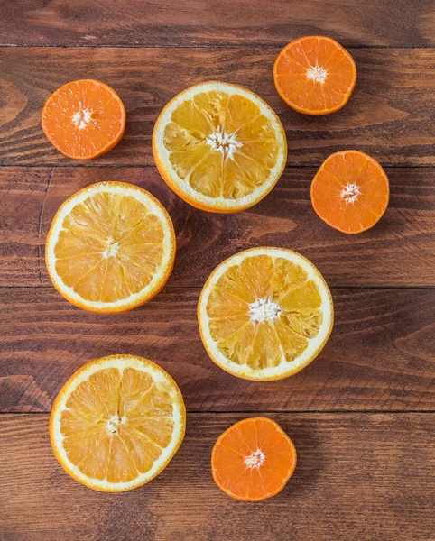 Naranjas Mandarinas Sobre Fondo Madera Frutas Frescas — Foto de Stock