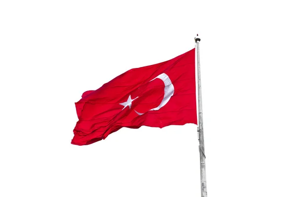 Türk Bayrağı Beyaz Arkaplanda Izole — Stok fotoğraf