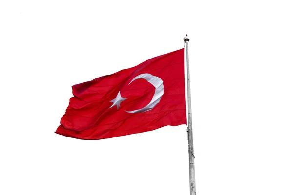 Török Zászló Elszigetelt Fehér Háttér — Stock Fotó