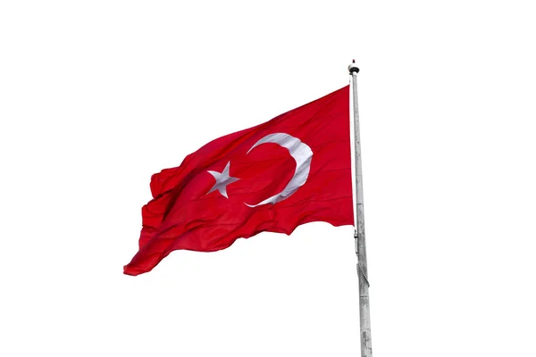 Török Zászló Elszigetelt Fehér Háttér — Stock Fotó