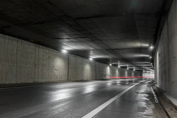 Highway Tunnel Interior Urban Tunnel Traffic — Stock Photo, Image