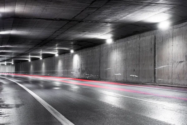 Highway Tunnel Interior Urban Tunnel Traffic — Stock Photo, Image