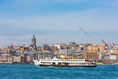 İstanbul 'daki Galata Kulesi. Galata Kulesi ve Karaköy.