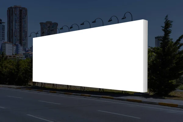 Large Blank Billboard Giantboard Night Outdoor Advertising — Stock Photo, Image