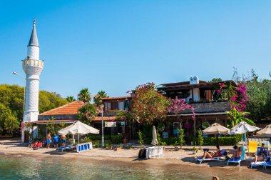 GUNDOGAN - BODRUM, MUGLA, TURKEY - 5 Temmuz 2018: Gundogan, Bodrum 'un sahil köyüdür. Mugla, Türkiye.