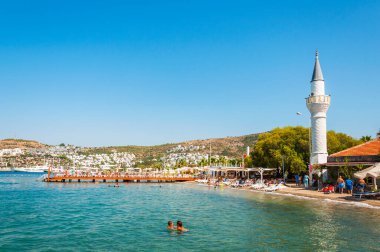 GUNDOGAN - BODRUM, MUGLA, TURKEY - 5 Temmuz 2018: Gundogan, Bodrum 'un sahil köyüdür. Mugla, Türkiye.