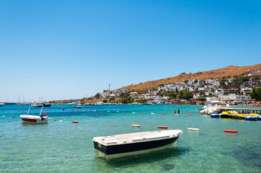 AKYARLAR - BODRUM, MUGLA, TURKEY - 5 Temmuz 2018: Akyarlar Bodrum 'da sahil köyüdür. Mugla, Türkiye.