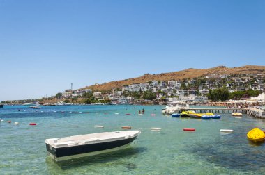 AKYARLAR - BODRUM, MUGLA, TURKEY - 5 Temmuz 2018: Akyarlar Bodrum 'da sahil köyüdür. Mugla, Türkiye.