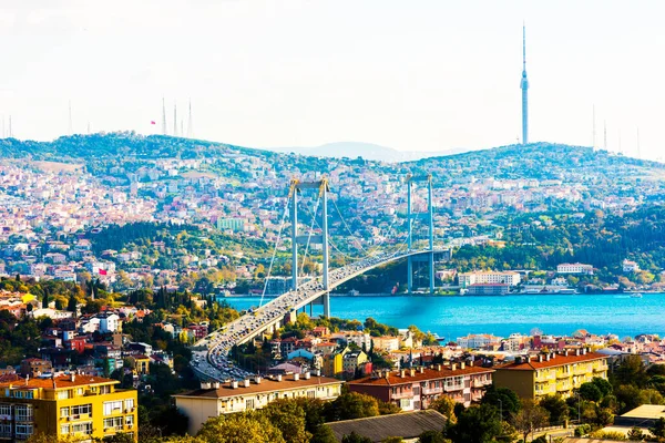 Istanbul Bosphorus Bridge 15Th July Martyrs Bridge Istanbul Turkey — Stock Photo, Image