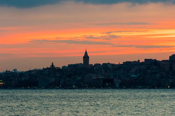 Istanbul silhouette. Sunset view of istanbul, Turkey.
