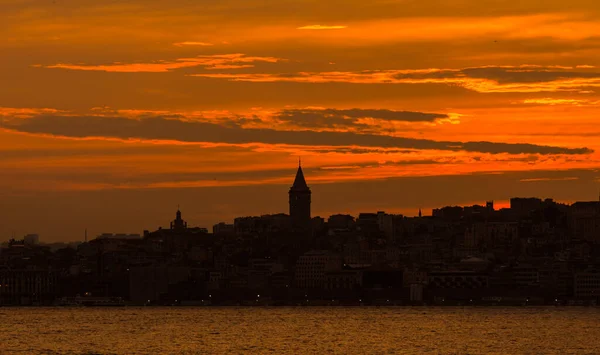 Istanbul silhouette. Sunset view of istanbul, Turkey.