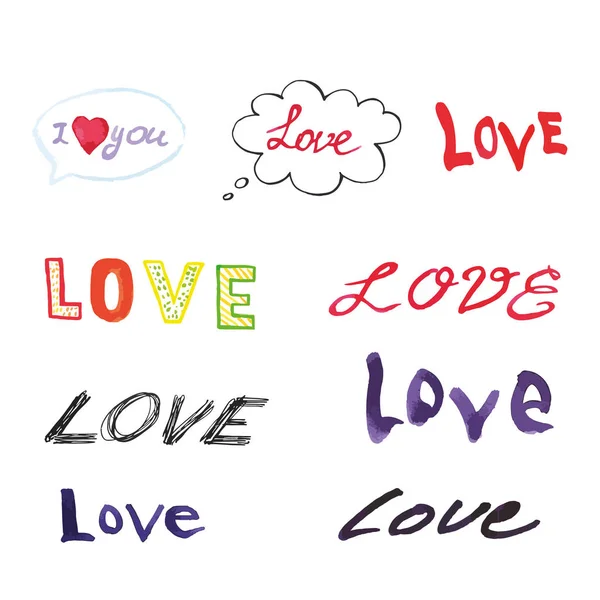 Valentine collection d'amour lettrage. amour lettrage dessiné à la main . — Image vectorielle