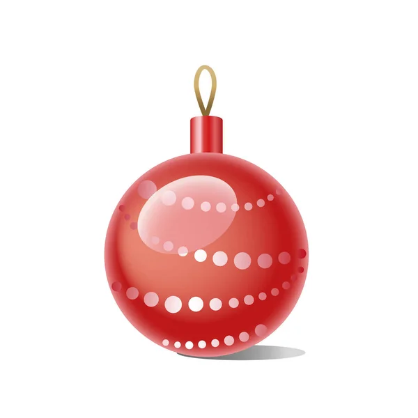 Boule de Noël rouge isolée sur fond blanc. Illustration vectorielle — Image vectorielle