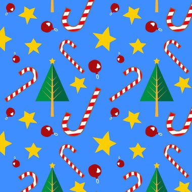 Noel elemanları ile renkli seamless modeli. Vektör çizim