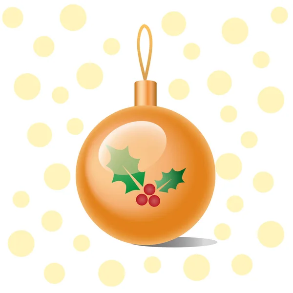 緑の葉と赤い実が白い背景で隔離のクリスマス ボール。クリスマスの装飾。ベクトル図 — ストックベクタ
