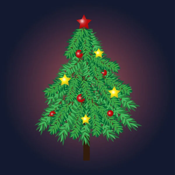ベクトル大きな飾られたクリスマス ツリーのイラスト. — ストックベクタ