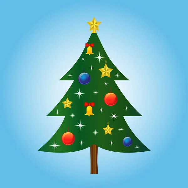 Ilustração vetorial de grande árvore de Natal decorada . — Vetor de Stock