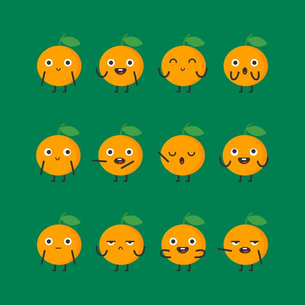 Personaje Naranja Establece Diferentes Opciones Emociones Ilustración Vectorial — Archivo Imágenes Vectoriales