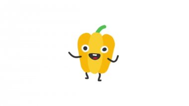 Biber komik karakter dansları ve gülümsüyor. Animasyon döngüsü. Alfa kanalı.