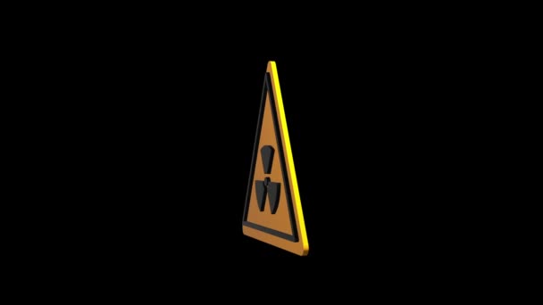 Signo Triangular Giratorio Radiación Señal Advertencia Canal Alfa — Vídeos de Stock