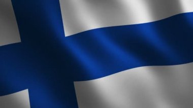 Finlandiya bayrak 3D sallayarak. Arka plan. Animasyon döngüsü. Hareketli grafikler
