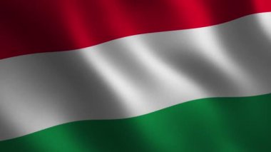 Macaristan bayrak 3D sallayarak. Arka plan. Animasyon döngüsü. Hareketli grafikler