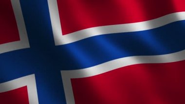 Norveç bayrağı sallayarak 3D. Arka plan. Animasyon döngüsü. Hareketli grafikler