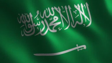 Suudi Arabistan bayrağı sallayarak 3d. Arka plan. Animasyon döngüsü. Hareketli grafikler