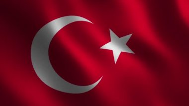 Türkiye'nin bayrak 3D sallayarak. Arka plan. Animasyon döngüsü. Hareketli grafikler