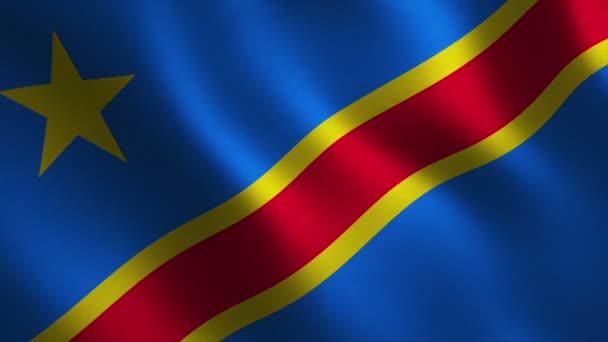 República Democrática Del Congo Bandera Ondeando Fondo Abstracto Animación Loop — Vídeos de Stock