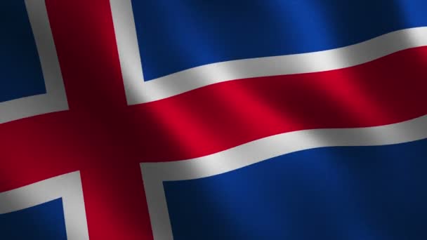 Izlandi Zászlót Lengetve Absztrakt Háttér Hurok Élénkség Motion Grafika — Stock videók