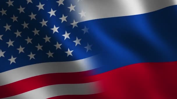 Usa Russia Flag Waving Abstract Background Loop Animation Motion Graphics — Stock Video