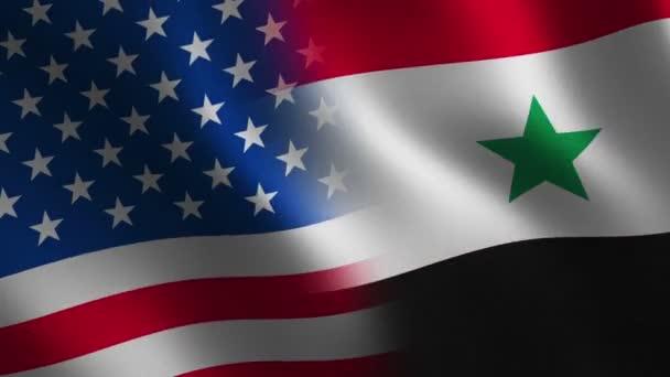 Eua Síria Bandeira Acenando Fundo Abstrato Animação Loop Gráficos Movimento — Vídeo de Stock