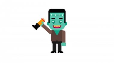 El dans canavar ve dalgalar. Cadılar Bayramı karakter. Alfa kanalı. Animasyon döngüsü. Hareketli grafikler.