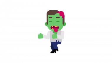 Zombi kurbanını takip kızgın. Cadılar Bayramı karakter. Alfa kanalı. Animasyon döngüsü. Hareketli grafikler.