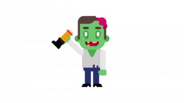 El dans zombi ve dalgalar. Cadılar Bayramı karakter. Alfa kanalı. Animasyon döngüsü. Hareketli grafikler.