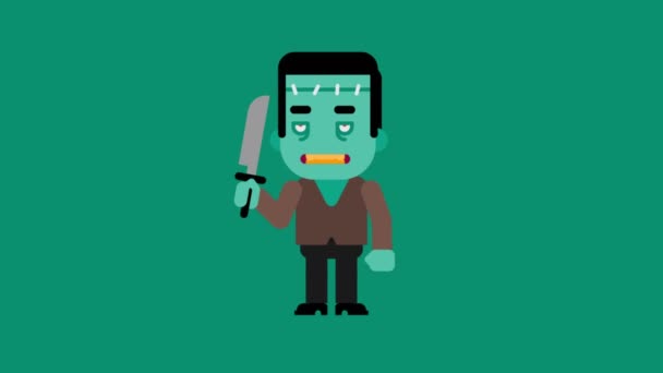 Monster Seriefigur Grattis Till Halloween Loop Animation Rörlig Grafik — Stockvideo